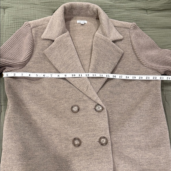 Splendid Women’s Singrid Double-Breasted Wool Blend Brown Pea Coat Jacket - L - Picture 6 of 10